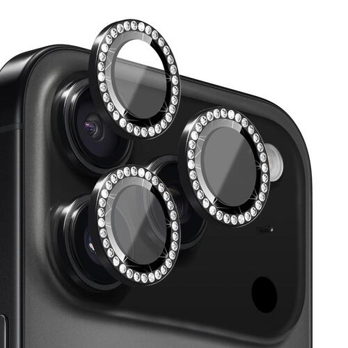 Microsonic Apple iPhone 17 Pro Tekli Diamond Taşlı Kamera Koruma Camı Siyah