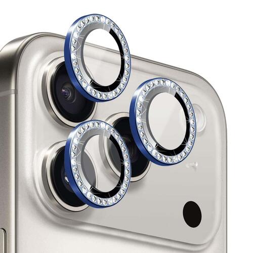 Microsonic Apple iPhone 17 Pro Tekli Diamond Taşlı Kamera Koruma Camı Lacivert