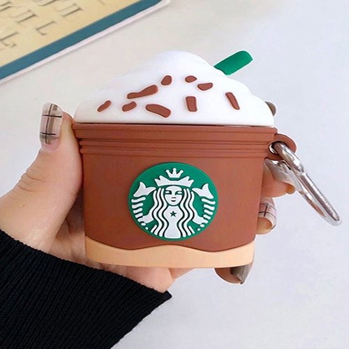 Microsonic AirPods Pro 2.Nesil Kılıf Cartoon Figürlü Silikon Starbucks Kahverengi