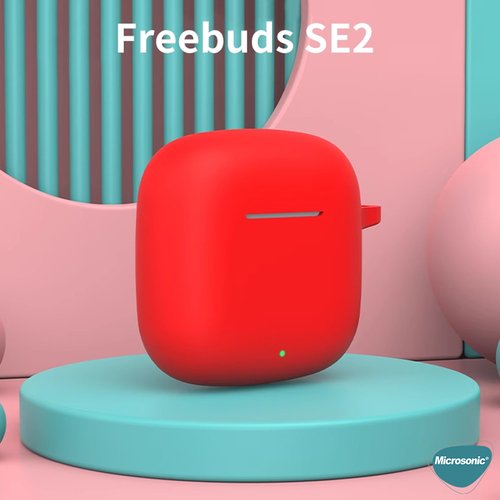 Microsonic Huawei FreeBuds SE 2 Kılıf Askılı Mat Silikon Kırmızı