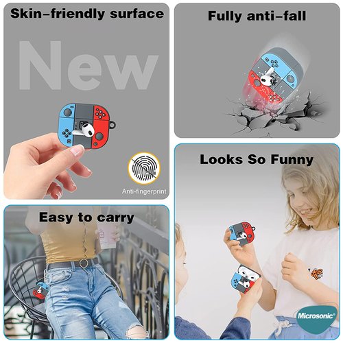 Microsonic AirPods Pro 2.Nesil Kılıf Cartoon Figürlü Silikon Hip-Hop Bulldog Kırmızı
