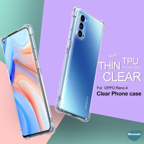 Microsonic Oppo Reno 4 Kılıf Shock Absorbing Şeffaf