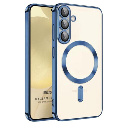 Microsonic Samsung Galaxy S25 Kılıf MagSafe Luxury Electroplate Mavi