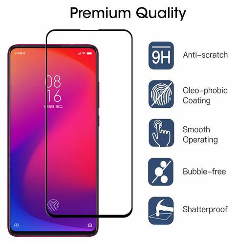 Microsonic Xiaomi Redmi K20 Tam Kaplayan Temperli Cam Ekran Koruyucu Siyah
