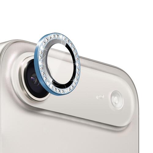 Microsonic Apple iPhone 17 Air Tekli Diamond Taşlı Kamera Koruma Camı Mavi
