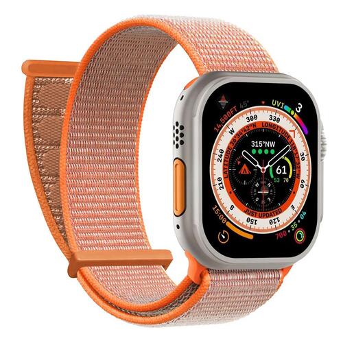 Microsonic Apple Watch SE 3 44mm Hasırlı Kordon Woven Turuncu