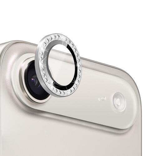 Microsonic Apple iPhone 17 Air Tekli Diamond Taşlı Kamera Koruma Camı Gümüş