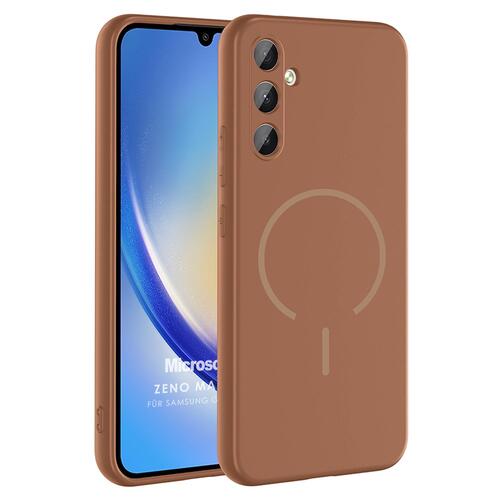 Microsonic Samsung Galaxy A34 Kılıf Zeno MagSafe Kahverengi