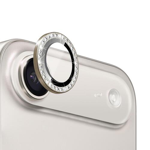 Microsonic Apple iPhone 17 Air Tekli Diamond Taşlı Kamera Koruma Camı Gold