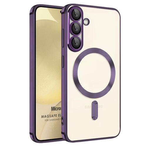 Microsonic Samsung Galaxy S25 Plus Kılıf MagSafe Luxury Electroplate Mor