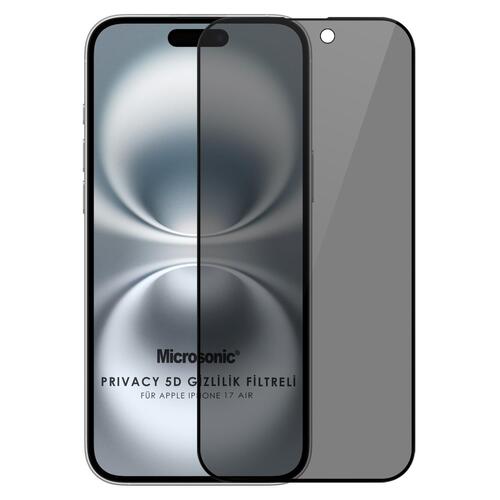 Microsonic Apple iPhone 17 Air Privacy 5D Gizlilik Filtreli Cam Ekran Koruyucu Siyah