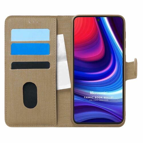 Microsonic Omix X500 Kılıf Fabric Book Wallet Gold