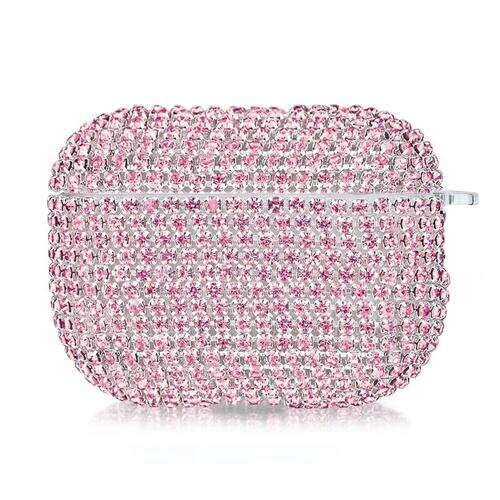 Microsonic Airpods 4.Nesil / ANC Kılıf Diamond Swarovski Görünümlü Taşlı Pembe