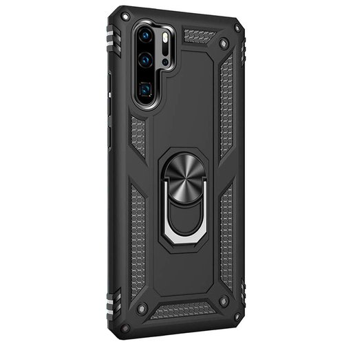 Microsonic Huawei P30 Pro Kılıf Military Ring Holder Siyah