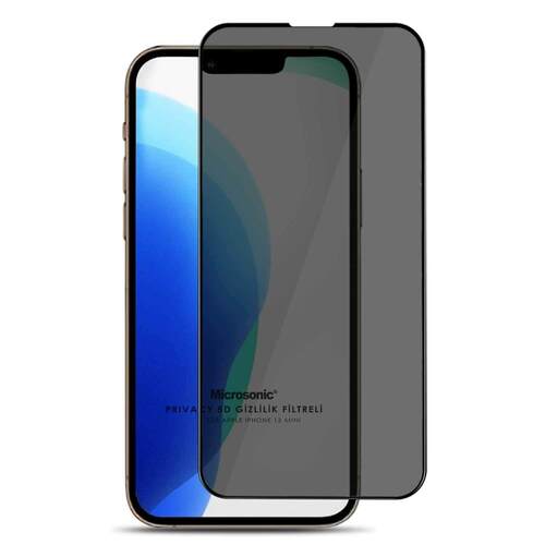 Microsonic Apple iPhone 13 Mini Privacy 5D Gizlilik Filtreli Cam Ekran Koruyucu Siyah