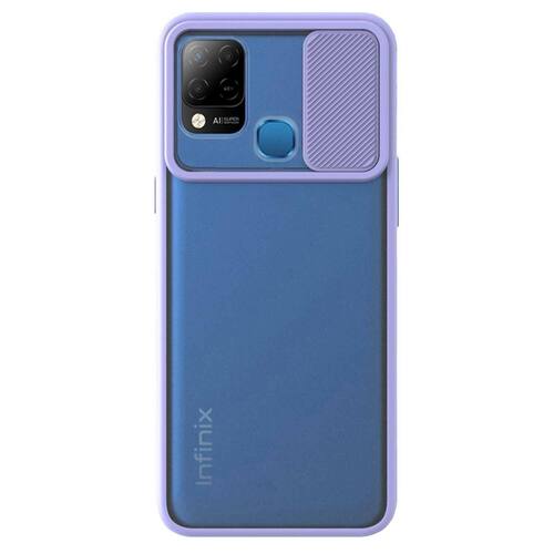 Microsonic Infinix Hot 10T Kılıf Slide Camera Lens Protection Lila