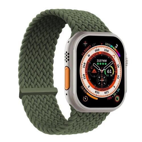 Microsonic Apple Watch Ultra 3 Kordon, (Small Size, 127mm) Knitted Fabric Single Loop Koyu Yeşil