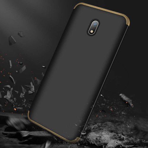 Microsonic Xiaomi Redmi 8A Kılıf Double Dip 360 Protective Siyah Gold