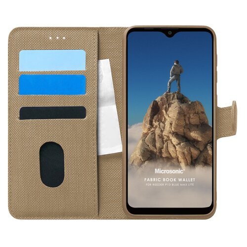 Microsonic Reeder P13 Blue Max Lite Kılıf Fabric Book Wallet Gold