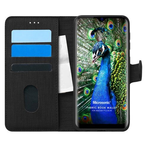 Microsonic Reeder P13 Blue Kılıf Fabric Book Wallet Siyah