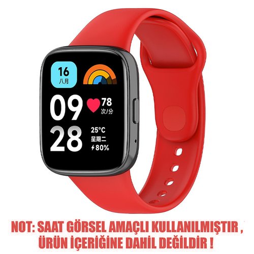 Microsonic Xiaomi Redmi Watch 3 Active Kordon, Silicone Sport Band Kırmızı