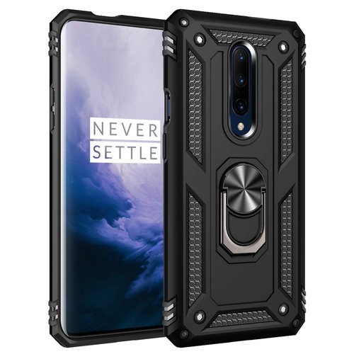 Microsonic OnePlus 7 Pro Kılıf Military Ring Holder Siyah