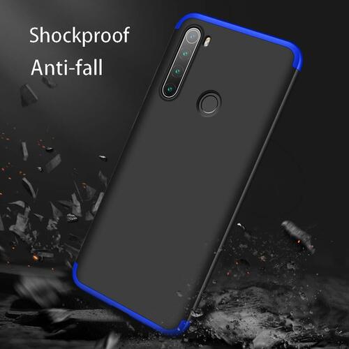 Microsonic Xiaomi Redmi Note 8 Kılıf Double Dip 360 Protective Siyah Mavi