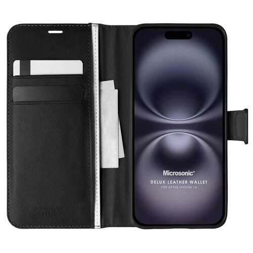 Microsonic Apple iPhone 17 Kılıf Delux Leather Wallet Siyah