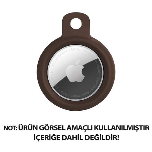 Microsonic Apple AirTag Kılıf, Silikon Anahtarlık Kahverengi