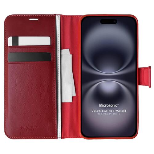 Microsonic Apple iPhone 17 Kılıf Delux Leather Wallet Kırmızı