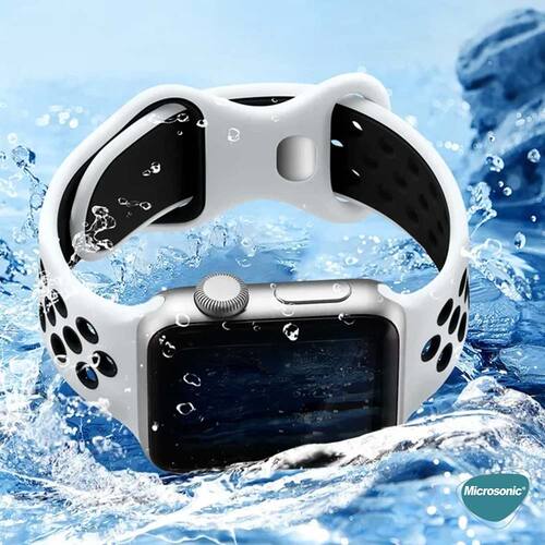 Microsonic Apple Watch Ultra 3 Kordon Rainbow Band Siyah Beyaz