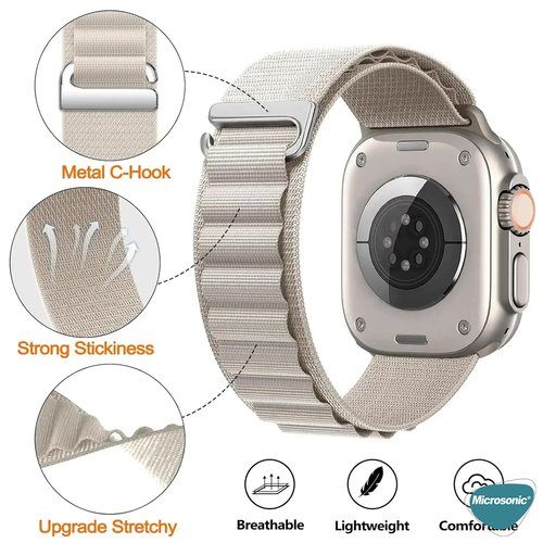 Microsonic Apple Watch SE 3 40mm Kordon Alps Spin Bej