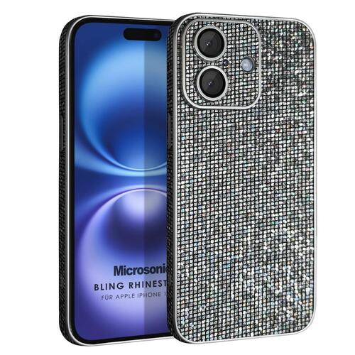 Microsonic Apple iPhone 17 Kılıf Bling Rhinestones Koyu Gri