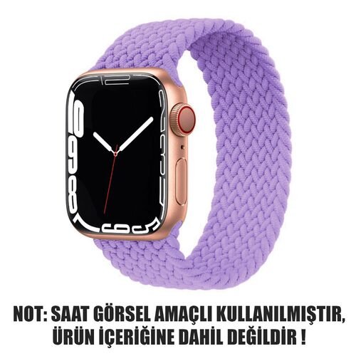 Microsonic Apple Watch Series 8 41mm Kordon, (Small Size, 127mm) Braided Solo Loop Band Lila