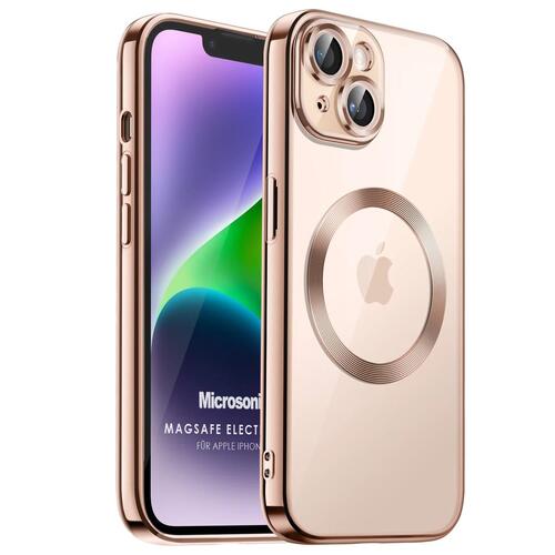 Microsonic Apple iPhone 14 Plus Kılıf MagSafe Luxury Electroplate Rose Gold