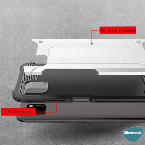 Microsonic Huawei Y5P Kılıf Rugged Armor Gümüş