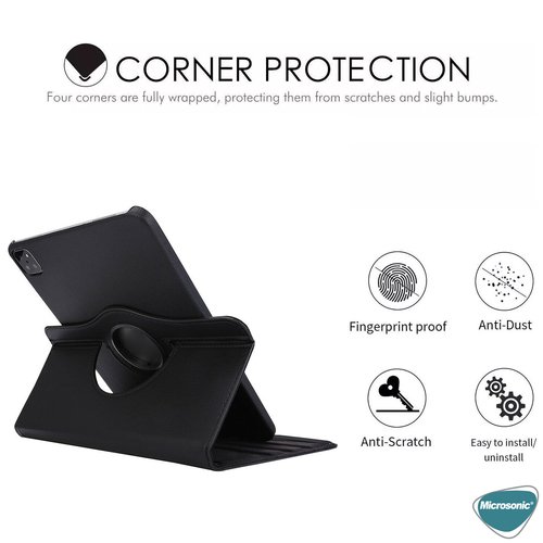 Microsonic Apple iPad Pro 11 2024 Kılıf (A2836-A2837) 360 Rotating Stand Deri Siyah