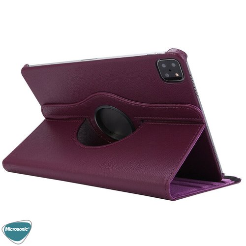 Microsonic Apple iPad Pro 11 2024 Kılıf (A2836-A2837) 360 Rotating Stand Deri Mor