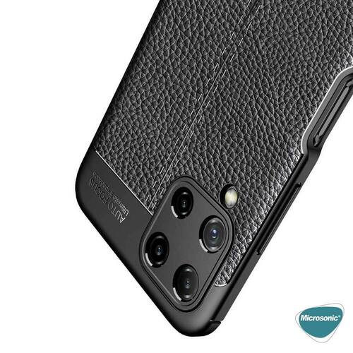 Microsonic Samsung Galaxy A22 4G Kılıf Deri Dokulu Silikon Lacivert