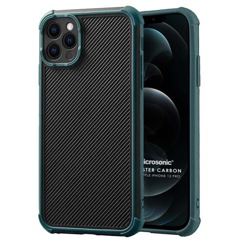 Microsonic Apple iPhone 12 Pro Kılıf Chester Carbon Koyu Yeşil