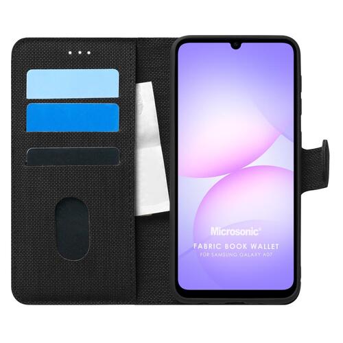 Microsonic Samsung Galaxy A07 Kılıf Fabric Book Wallet Siyah
