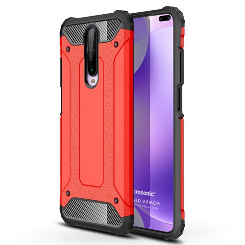 Microsonic Xiaomi Redmi K30 Kılıf Rugged Armor Kırmızı