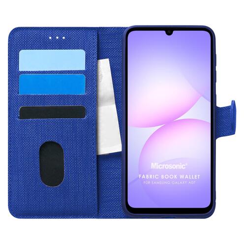 Microsonic Samsung Galaxy A07 Kılıf Fabric Book Wallet Lacivert