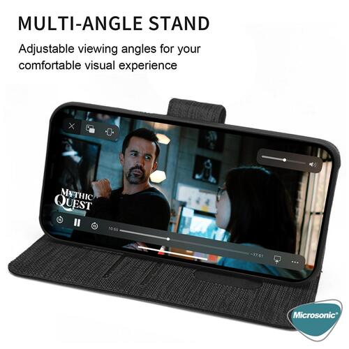 Microsonic Samsung Galaxy A17 Kılıf Fabric Book Wallet Siyah