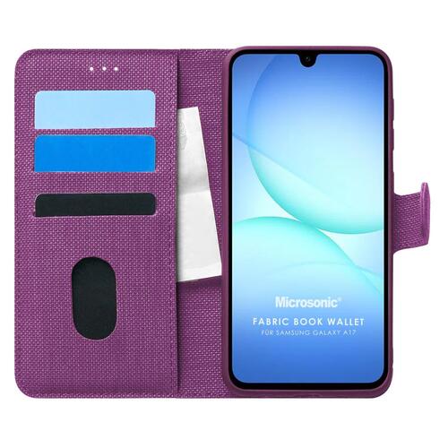 Microsonic Samsung Galaxy A17 Kılıf Fabric Book Wallet Mor