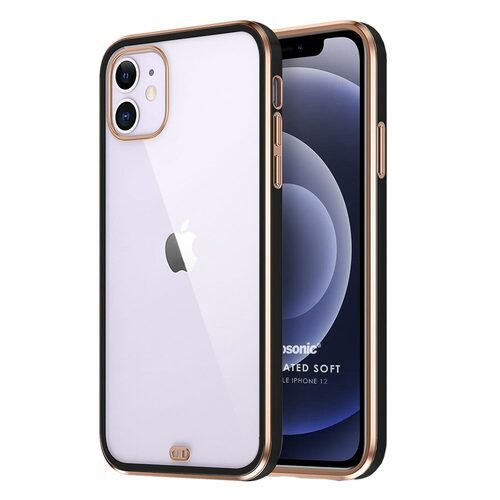 Microsonic Apple iPhone 12 Kılıf Laser Plated Soft Siyah