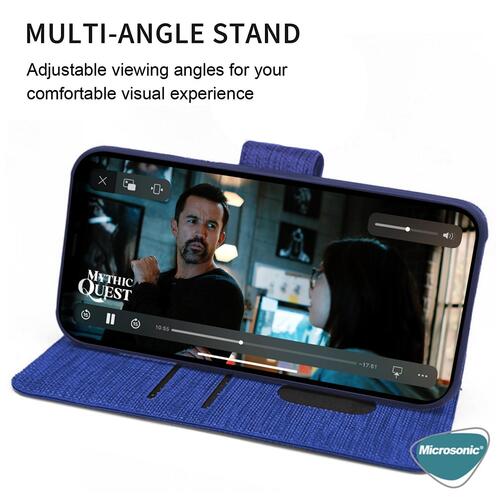 Microsonic Samsung Galaxy A17 Kılıf Fabric Book Wallet Lacivert