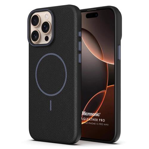 Microsonic Apple iPhone 15 Pro Max Kılıf MagLeather Pro Siyah
