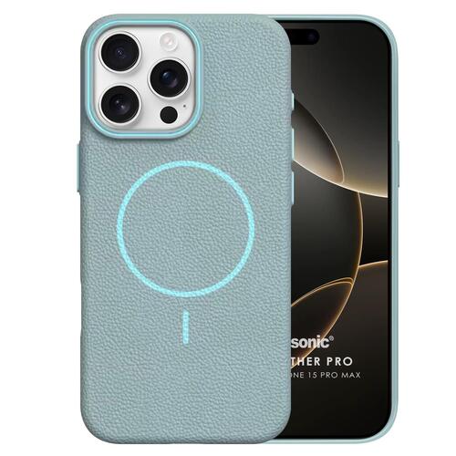 Microsonic Apple iPhone 15 Pro Max Kılıf MagLeather Pro Mavi