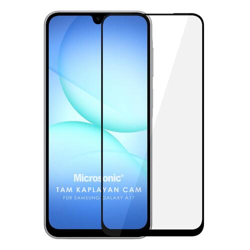 Microsonic Samsung Galaxy A17 Tam Kaplayan Temperli Cam Ekran Koruyucu Siyah